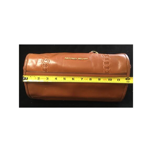 Antonio Melani Leather Hand Bag Purse Outside Magnetic Pocket Gold Chain Straps - Picture 10 of 12